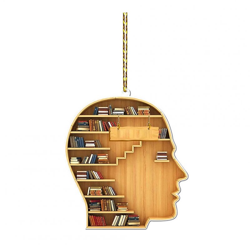 Book Lovers Heart-shaped Bookcase Pendant Modern Minimalist Ornament for Bookshelf Shop Window Decoration C