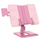 Book Stand Adjustable Reading Stand With Rotating Base Page Clips Non-Slip Elevating Foldable Book Shelf For Laptop Display Textbook Recipe Book pink