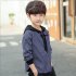 Boy Children Fashion Stripe Hooded Long Sleeve Soft Cotton Pullover Tops Striped hoodie navy 160cm