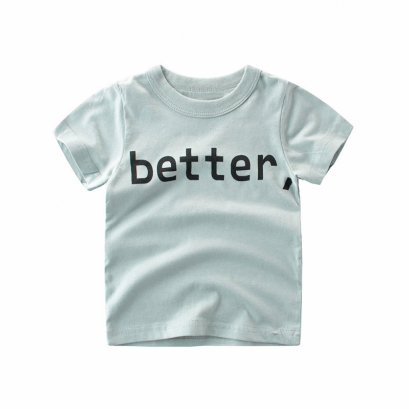 Boy Cotton Short-Sleeve T-Shirt with Cute Letter Printing Birthday Festival Gift