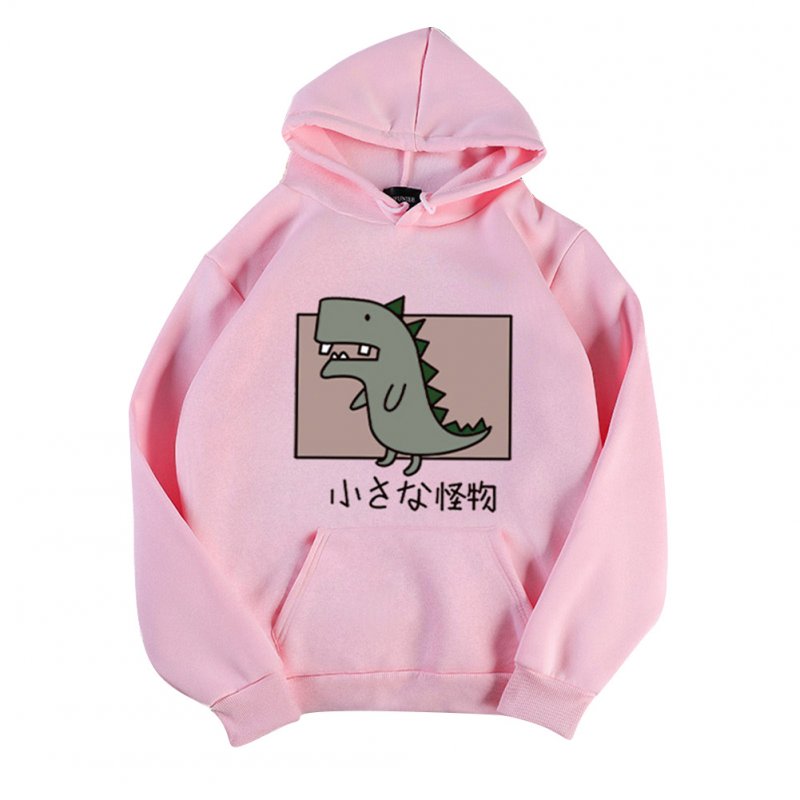 Boy Girl Hoodie Sweatshirt Cartoon Dinosaur Printing Spring Autumn Student Loose Pullover Tops Pink_XXXL
