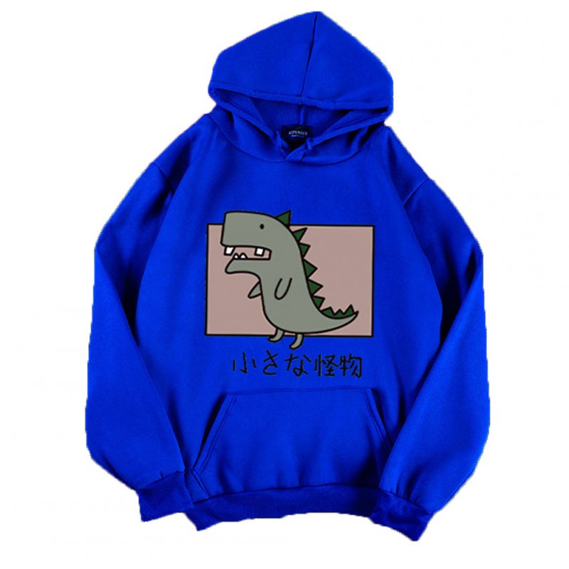 Boy Girl Hoodie Sweatshirt Cartoon Dinosaur Printing Loose Spring Autumn Student Pullover Tops Blue_M