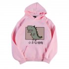 Boy Girl Hoodie Sweatshirt Cartoon Dinosaur Printing Spring Autumn Student Loose Pullover Tops Pink XXL