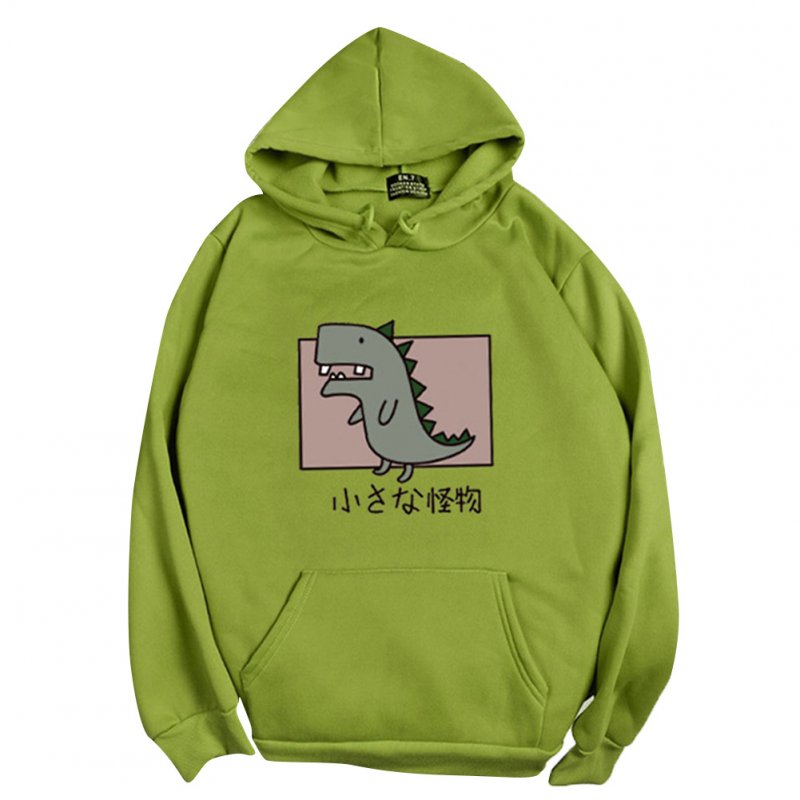 Boy Girl Hoodie Sweatshirt Cartoon Dinosaur Printing Loose Spring Autumn Student Pullover Tops Green_XL