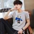 Boy Girl KAWS T shirt Cartoon Holding Doll Crew Neck Couple Student Loose Pullover Tops Yellow S