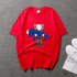 Boy Girl KAWS T shirt Cartoon Holding Doll Crew Neck Couple Student Loose Pullover Tops Red XXXL