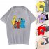 Boy Girl KAWS T shirt Cartoon Animals Crew Neck Loose Couple Student Pullover Tops Gray L