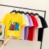 Boy Girl KAWS T shirt Cartoon Animals Crew Neck Loose Couple Student Pullover Tops Yellow S