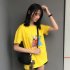 Boy Girl KAWS T shirt Cartoon Animals Crew Neck Loose Couple Student Pullover Tops Yellow L