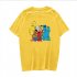 Boy Girl KAWS T shirt Cartoon Animals Crew Neck Loose Couple Student Pullover Tops Yellow L