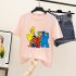 Boy Girl KAWS T shirt Cartoon Animals Crew Neck Loose Couple Student Pullover Tops Pink XXL
