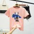 Boy Girl KAWS T shirt Cartoon Holding Doll Crew Neck Couple Student Loose Pullover Tops Pink S
