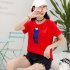 Boy Girl KAWS T shirt Cartoon Sitting Doll Crew Neck Loose Couple Student Pullover Tops Gray XXL
