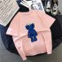 Boy Girl KAWS T shirt Cartoon Sitting Doll Crew Neck Loose Couple Student Pullover Tops Pink XL