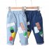 Boys Cotton Jeans Children Middle Waist Fashion Casual Cartoon Anime Trousers For 1 6 Years Old Kids light blue 2 3Y 90cm