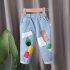 Boys Cotton Jeans Children Middle Waist Fashion Casual Cartoon Anime Trousers For 1 6 Years Old Kids Navy blue 5 6Y 110cm
