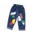 Boys Cotton Jeans Children Middle Waist Fashion Casual Cartoon Anime Trousers For 1 6 Years Old Kids Navy blue 5 6Y 110cm
