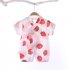Boys Girls Short Sleeves Romper Summer Cotton Slanted Lace up Breathable Jumpsuit For 0 3 Years Old Kids strawberry 0 3M 52cm