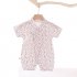 Boys Girls Short Sleeves Romper Summer Cotton Slanted Lace up Breathable Jumpsuit For 0 3 Years Old Kids pink floral 2 3Y 80cm