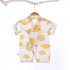 Boys Girls Short Sleeves Romper Summer Cotton Slanted Lace up Breathable Jumpsuit For 0 3 Years Old Kids yellow lemon 0 3M 52cm