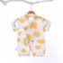 Boys Girls Short Sleeves Romper Summer Cotton Slanted Lace up Breathable Jumpsuit For 0 3 Years Old Kids yellow lemon 1 2Y 73CM