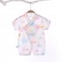 Boys Girls Short Sleeves Romper Summer Cotton Slanted Lace up Breathable Jumpsuit For 0 3 Years Old Kids clouds 0 3M 52cm