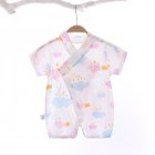 Boys Girls Short Sleeves Romper Summer Cotton Slanted Lace-up Breathable Jumpsuit For 0-3 Years Old Kids clouds 3-9M 59cm