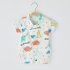 Boys Girls Short Sleeves Romper Summer Cotton Slanted Lace up Breathable Jumpsuit For 0 3 Years Old Kids Alphabet Dinosaur 0 3M 52cm
