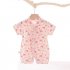 Boys Girls Short Sleeves Romper Summer Cotton Slanted Lace up Breathable Jumpsuit For 0 3 Years Old Kids little red flower 0 3M 52cm