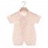 Boys Girls Short Sleeves Romper Summer Cotton Slanted Lace up Breathable Jumpsuit For 0 3 Years Old Kids little red flower 9 12M 66cm