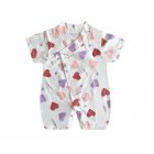 Boys Girls Short Sleeves Romper Summer Cotton Slanted Lace-up Breathable Jumpsuit For 0-3 Years Old Kids colorful heart-shape 1-2Y 73CM