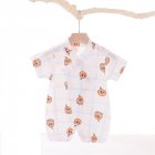 Boys Girls Short Sleeves Romper Summer Cotton Slanted Lace-up Breathable Jumpsuit For 0-3 Years Old Kids orange 1-2Y 73CM