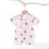 Boys Girls Short Sleeves Romper Summer Cotton Slanted Lace up Breathable Jumpsuit For 0 3 Years Old Kids orange 2 3Y 80cm
