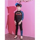 Boys Girls Split Swimsuit Fashion Printing Long Sleeves Sunscreen Swimming Tops Trousers Set 5040 blue fish scales L