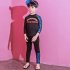 Boys Girls Split Swimsuit Fashion Printing Long Sleeves Sunscreen Swimming Tops Trousers Set 5040 blue fish scales XL