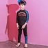 Boys Girls Split Swimsuit Fashion Printing Long Sleeves Sunscreen Swimming Tops Trousers Set 5040 blue fish scales 3XL