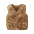 Boys Girls Thicken Cotton Waistcoat Plush Thermal Solid Color Casual Vest  dark pink 120cm