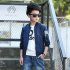 Boys Long Sleeve Jacket Fashion Stand Collar Solid Color Zipper Cardigan Baseball Uniform green 150cm
