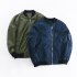 Boys Long Sleeve Jacket Fashion Stand Collar Solid Color Zipper Cardigan Baseball Uniform green 150cm