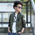 Boys Long Sleeve Jacket Fashion Stand Collar Solid Color Zipper Cardigan Baseball Uniform green 150cm