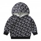 Boys Long Sleeves Hoodie Trendy Letter Printing Sweatshirt Outerwear For 1-3 Years Old Kids black 6-9M 80cm