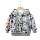 Boys Long Sleeves Hoodie Trendy Letter Printing Sweatshirt Outerwear For 1-3 Years Old Kids grey 1-2Y 100cm