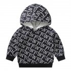 Boys Long Sleeves Hoodie Trendy Letter Printing Sweatshirt Outerwear For 1-3 Years Old Kids black 1-2Y 100cm