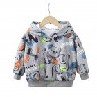 Boys Long Sleeves Hoodie Trendy Letter Printing Sweatshirt Outerwear For 1-3 Years Old Kids grey 2-3Y 110cm
