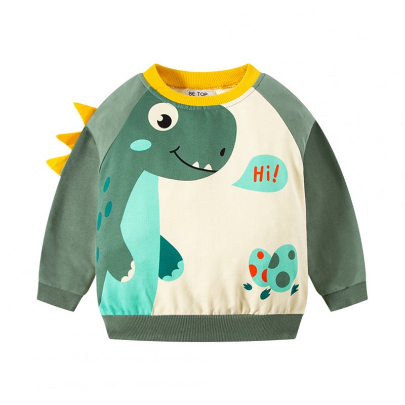 Boys Long Sleeves Sweatshirt Cute Cartoon Dinosaur Printing Pullover Sweater For Kids Aged 2-8 green dinosaur 7-8Y 140cm