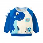 Boys Long Sleeves Sweatshirt Cute Cartoon Dinosaur Printing Pullover Sweater For Kids Aged 2-8 blue dinosaur 7-8Y 140cm