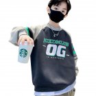 Boys Long-sleeved Sweatshirt Letter Printing Crew Neck Contrast Color Children Clothes dark gray 10-11Y 150cm