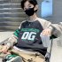 Boys Long sleeved Sweatshirt Letter Printing Crew Neck Contrast Color Children Clothes navy blue 9 10Y 140cm