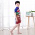 Boys One piece Swimsuit Fashion Cartoon Printing Short Sleeves Round Neck Swimwear bat suit 6 8year XL