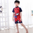 Boys One-piece Swimsuit Fashion Cartoon Printing Short Sleeves Round Neck Swimwear spider 4-6year L